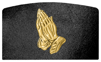 DACRO 516 GD SH BK Gold Praying Hands Shimmer Black Background
